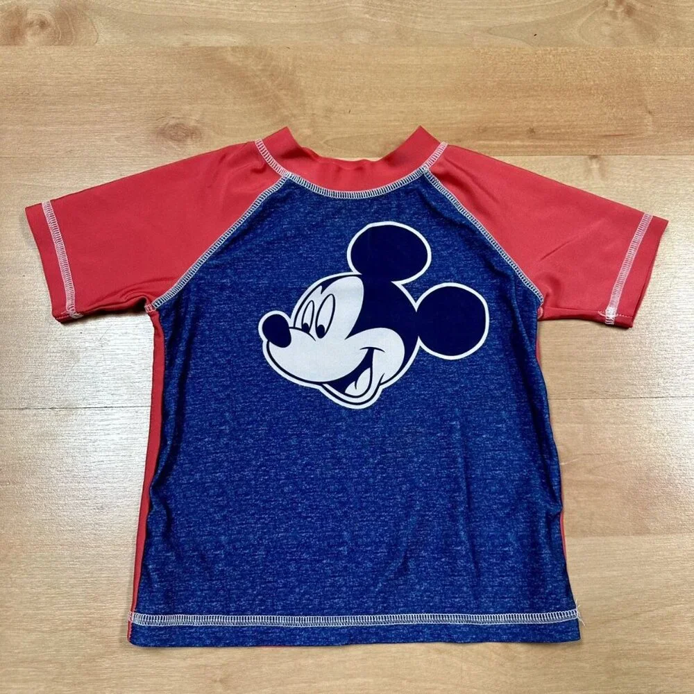 Mickey Mouse Red White & Blue Rashguard & Swim Trunks Set Size 3T